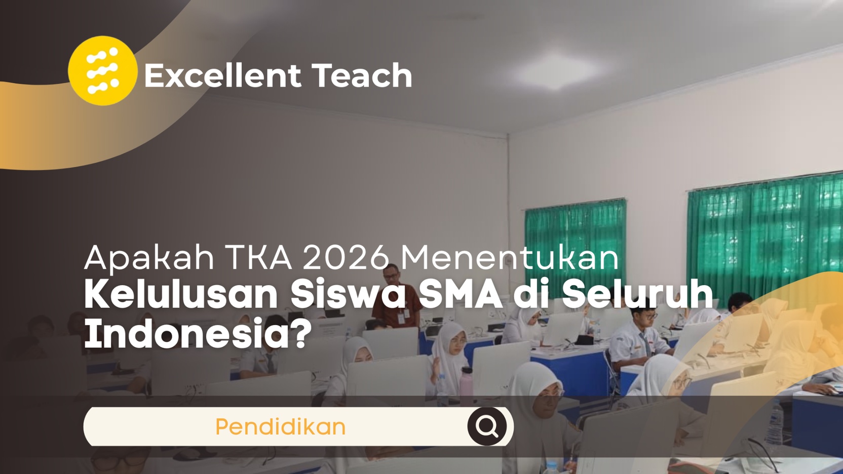 Siswa SMA Indonesia mengikuti ujian TKA 2026 menggunakan komputer di ruang ujian sekolah.